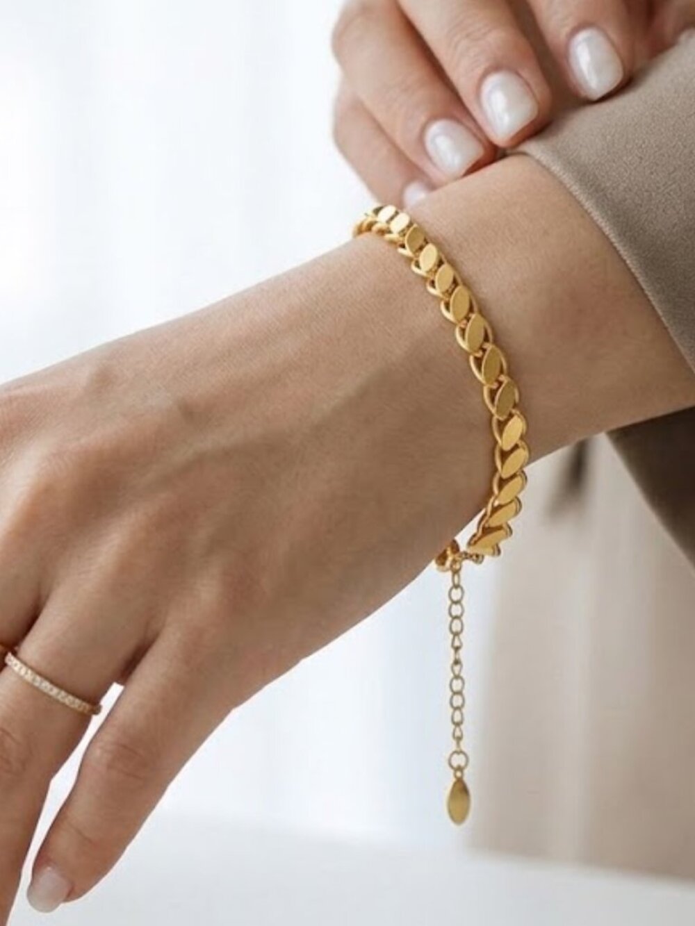 Gold Plated Leaf Chain Bracelet